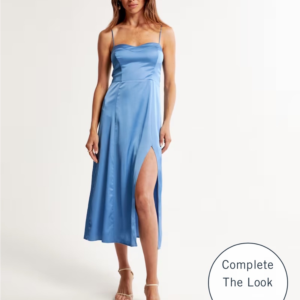 Abercrombie & Fitch Satin High-Slit Midi Dress